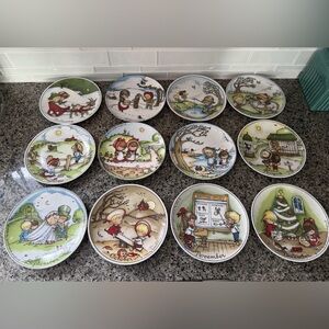 Ebeling & Reuss Joan Walsh Anglund Months Of The Year Plate Set of 12 Excellent